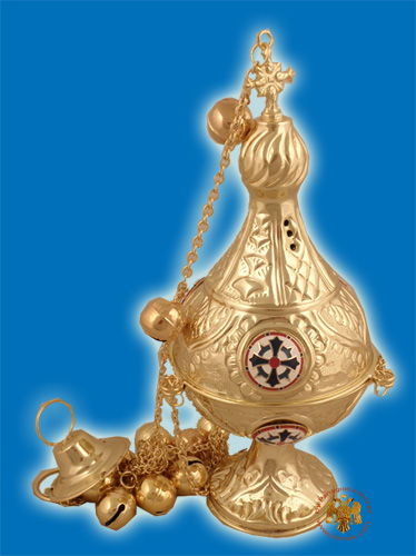 Russian Style C Church Censer Gold Plated With Enamel